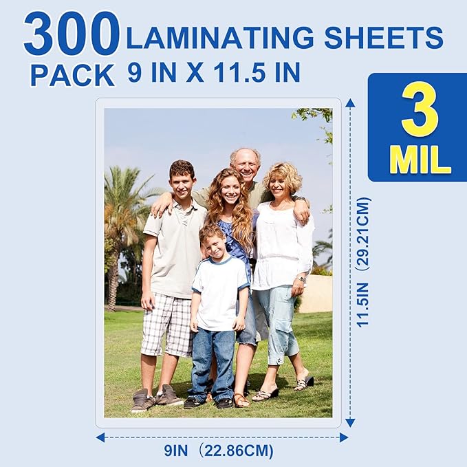 300 Pack Laminating Sheets, 3 Mil, 9 x 11.5 Inches Thermal Laminating Pouches Lamination Sheet Paper for Laminator, Clear, Letter Size, Office and School Supplies-DeskLoop Office