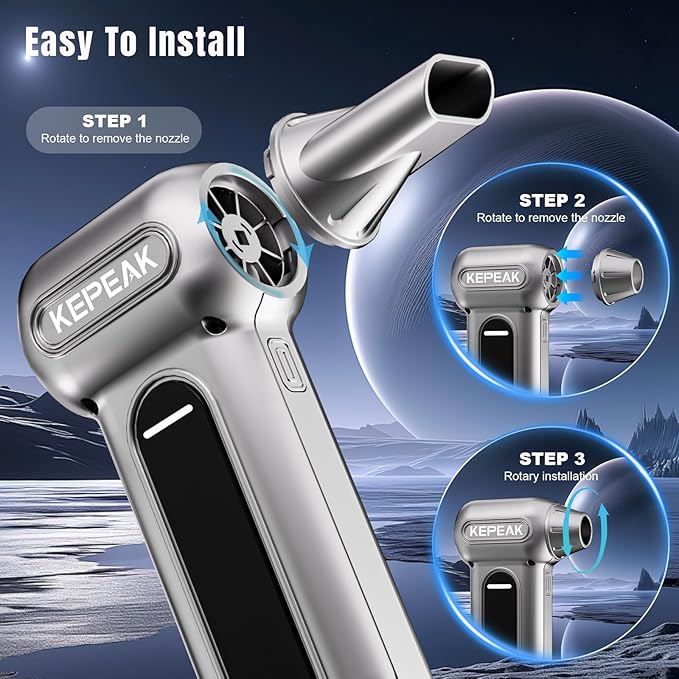 KEPEAK Electric Compressed Air Duster, 130000 RPM Cordless Rechargeable Air Duster for PC Clean, 4 Gear Portable Air Blower for Office, Car, Home, Outdoor-Replace Compressed Air Can-DeskLoop Office
