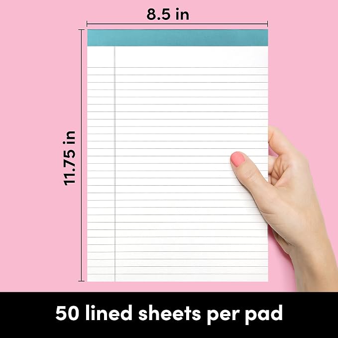 PAPERAGE Lined Legal Pads, 6 Pack, 50 Sheets Each, Wide/Legal Ruled, Note Pads - Image 2