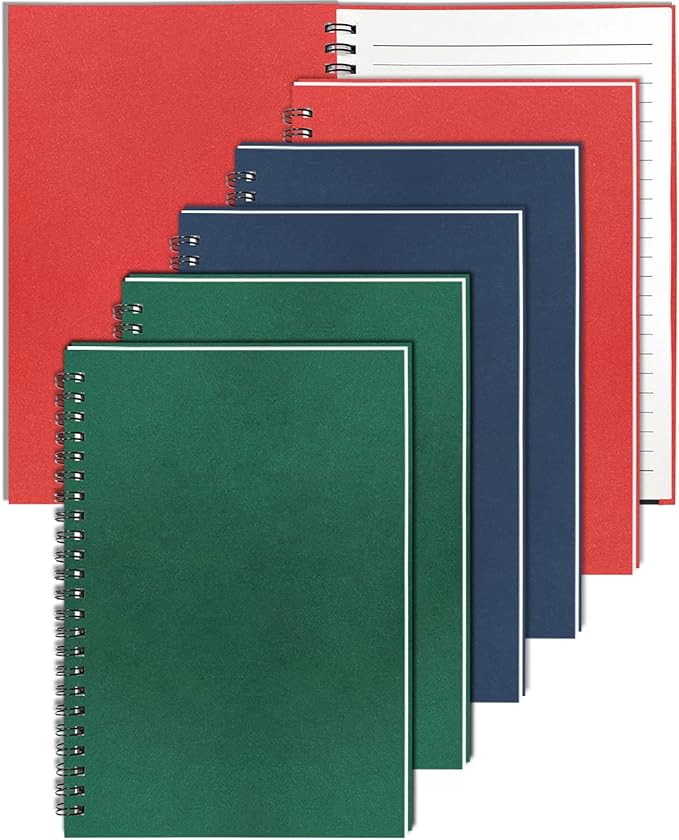 GINMLYDA 6Pack Small Spiral Notebook A5, 8.25x5.5” 120 Lined Pages Wide Ruled Spiral Journal Bulk Blank Kraft Cover Spiral Bound Notebook & Writing Pads for Home Office Meeting Work Note Taking-DeskLoop Office