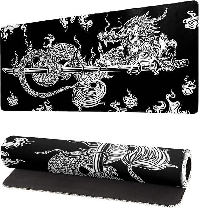 Dragon Gaming Mouse Pad Black Large Mouse Pad by Siski