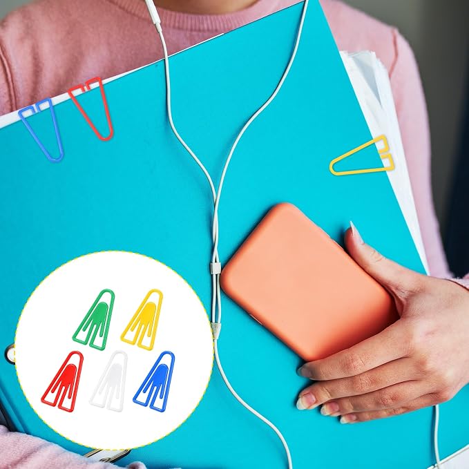 50Pcs Plastic Paper Clips Long Mixed Color Triangle Clips Bookmarks Smooth - Image 5