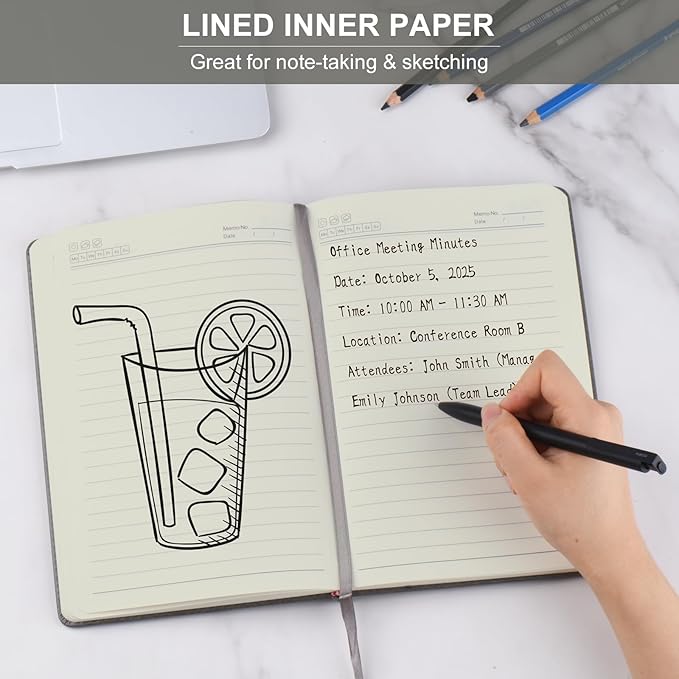 ZCZN 6 Pack Lined Journal Notebooks, 192 Pages A5 Hardcover Leather Journals for Work,Writing,School & Travel, College Ruled Journaling Notebooks for Notes Taking,Diary Notepad (Light Green*6)-DeskLoop Office