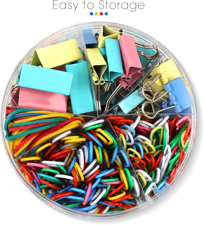 300 Pcs Binder Clips, Rubber Bands, Office Set, Paper Clips, School & Teacher - Image 3