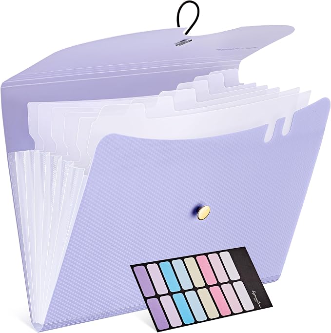 JARLINK 7 Pockets Expanding File Folder, A4 Size Accordion File Folders by JARLINK