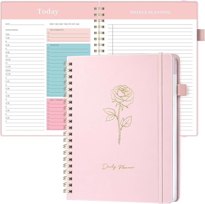 Oucaru Undated Daily Planner, A4 Size Spiral Notebook by Oucaru