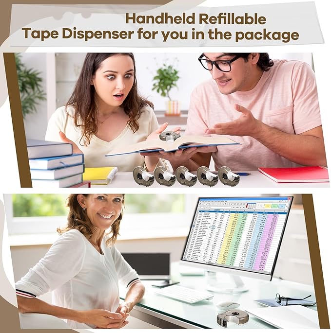Sabary 50 Pcs Handheld Tape Dispenser Desktop Adhesive Cutter Transparent Plastic Refillable Dispenser Lightweight and Portable Manual Use Adhesive Holder for Home Packing, No Tape Included-DeskLoop Office