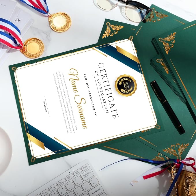 Fainne 100 Pcs Certificate Holder Foil Border 8.5 x 11 Inch Single Sided Award - Image 7