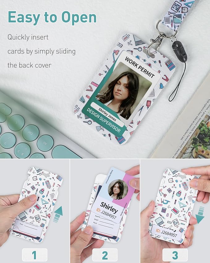 Uniclife Fashionable Sliding Badge Holder Stationery Pattern Plastic Case - Image 2