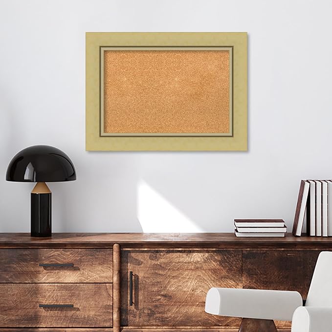 Amanti Art Natural Cork Board for Wall, 22x30 Vision Board with Gold Frame, Medium Corkboard Office Decor for Home Organization, Casual Corkboard Pinboard to Display Items for Home Organization in-DeskLoop Office