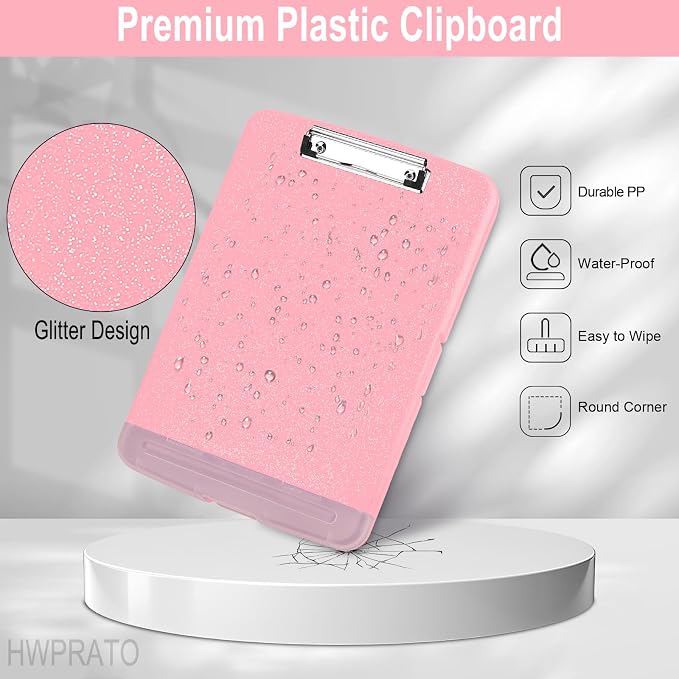 HWPRATO Glitter Clipboard with Storage, Clip Boards 8.5x11 with Pen Holder - Image 7
