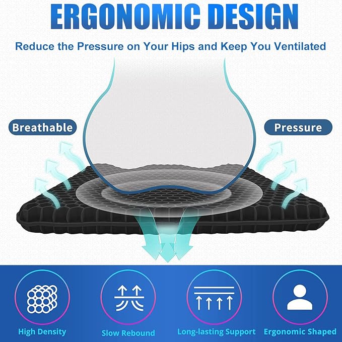 20" Gel Seat Cushion for Long Sitting Pressure Relief - Image 4