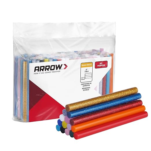 Arrow Mini Hot Glue Sticks, 200 Pack Multi Colored Glue Gun Sticks, Hot Melt High Viscosity All-Purpose Gun Stick in 15 Colors for DIY Art Craft-DeskLoop Office