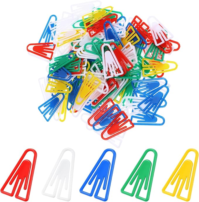 50Pcs Plastic Paper Clips Long Mixed Color Triangle Clips Bookmarks Smooth by Unknown