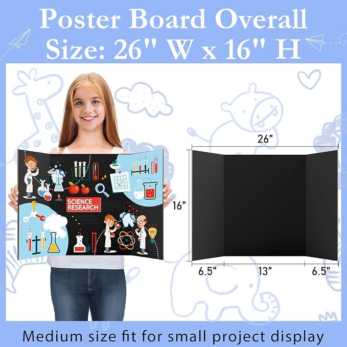 AKONEGE 12Pcs Medium Trifold Poster Board, Presentations, Science Fair - Image 2