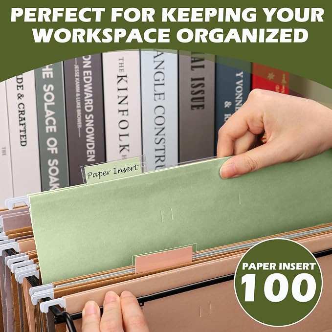 100 Pcs Hanging File Folder Tab Inserts 2 Inch Colored Blank File Tab Hanging - Image 5