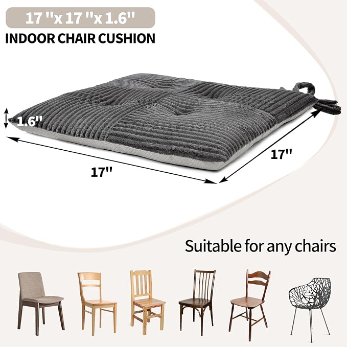 Office Stacking Chair Cushions 4 Pack, Corduroy High Density Foam Kitchen Seat - Image 4