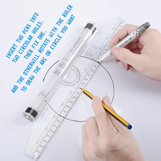 Frienda 2 Pieces Plastic Measuring Rolling Ruler Drawing Parallel - Image 3
