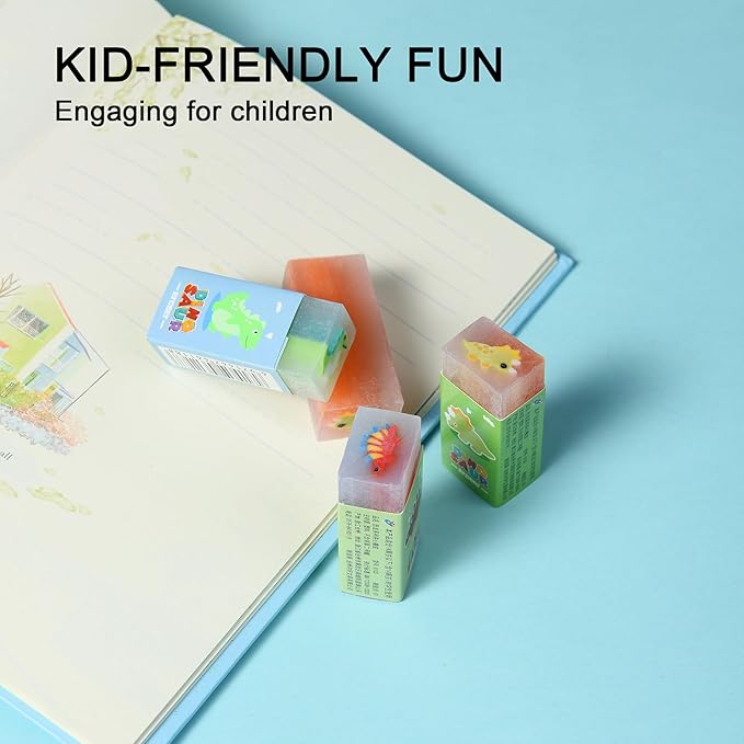 18Pcs Cute Dinosaur Erasers for Kids Bulk, Kawaii Fun Pencil Jelly Erasers for School Classroom Supplies Prize Gifts Party Favors-DeskLoop Office