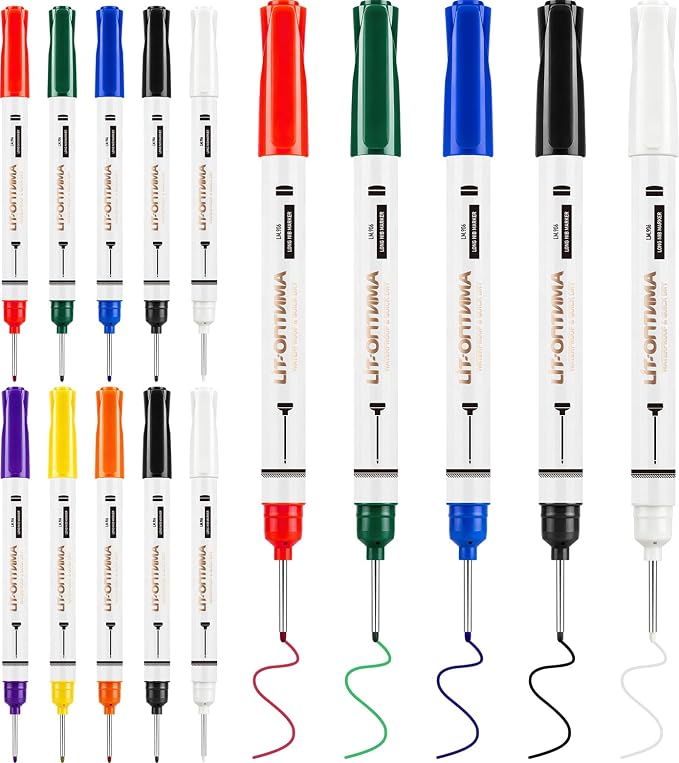 15 Pack Long Nib Marker Pens, 8 Colors - 20mm Extra Long Head Deep Hole Markers by Joyask