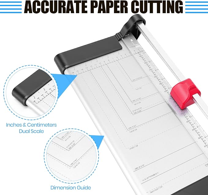 Rotary Paper Trimmer, Heavy Duty Stainless Steel Paper Cutter Sliding - Image 4