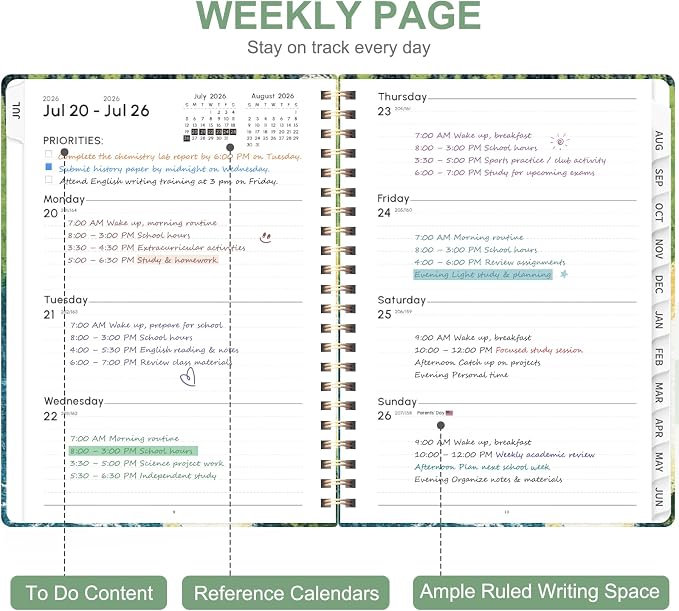 Planner 2026-2027, Weekly and Monthly Academic Year Calendar Planner, July 2026 - Image 2
