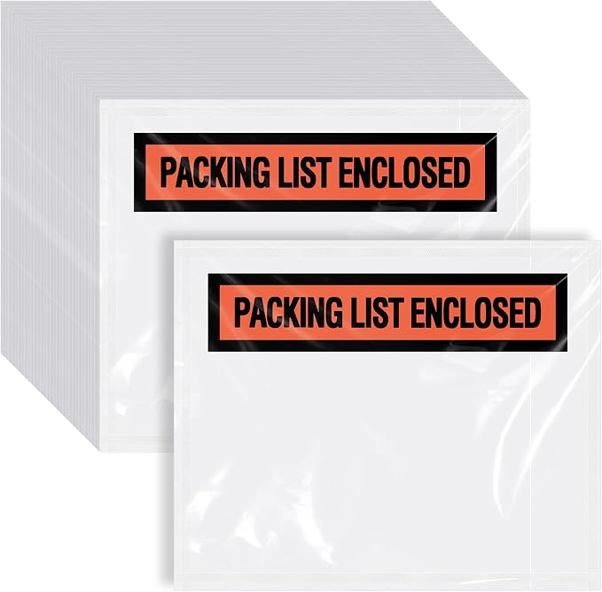 Teling 1000 Pcs Packing Slip Envelope Pouches Clear Self Adhesive Shipping by Teling