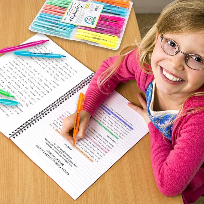 Lelix 30 Pack Highlighters, 10 Bright Colors, Chisel Tip, Quick Drying for Back to School, Office, Home, ideal for Highlighting Underlining-DeskLoop Office
