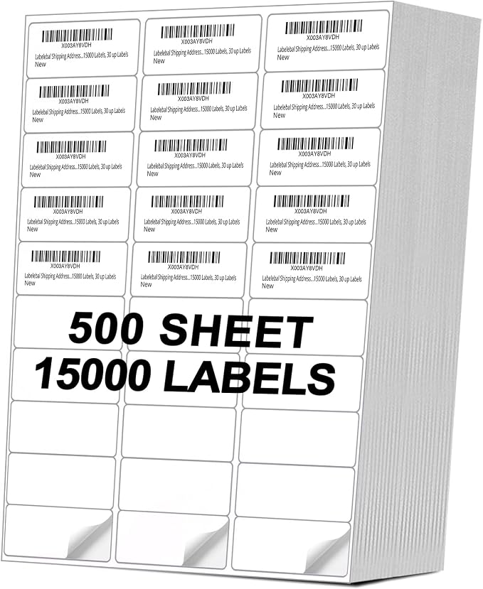 Address Labels - 1" x 2-5/8" Mailing Labels, 30 UP Shipping Sticker by Labelebal