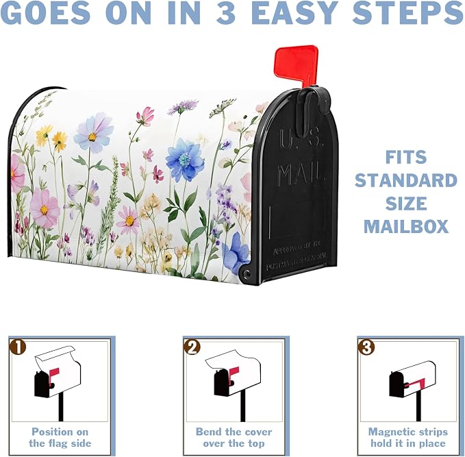 Spring Summer Mailbox Covers Magnetic Colorful Floral Flowers Post Letter Box - Image 4