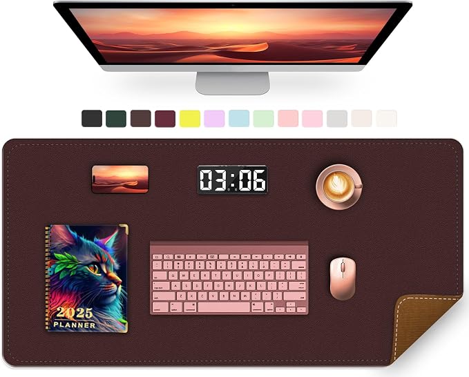 Large Desk Mat 35.4" x 17", PU Leather Desk Pad Protector, Non-Slip Large Mouse by METEOROCK
