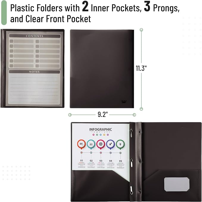 Mr. Pen- Plastic Folders with Pockets and Prongs, 24 Pack, Letter Size | Letter - Image 3