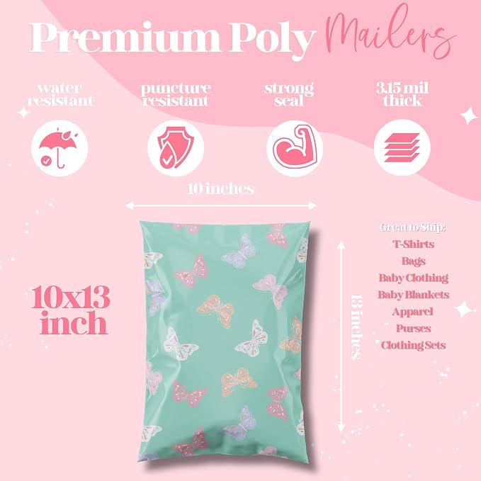 Pretty Package Store 10x13 Designer Poly Mailer 100 Pack Heavy Duty Waterproof - Image 3