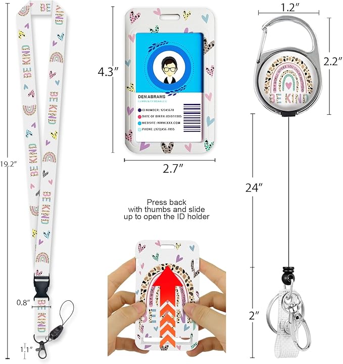 Id Badge Holder with Lanyard, Be Kind Badge Reel Retractable Heavy Duty and - Image 5