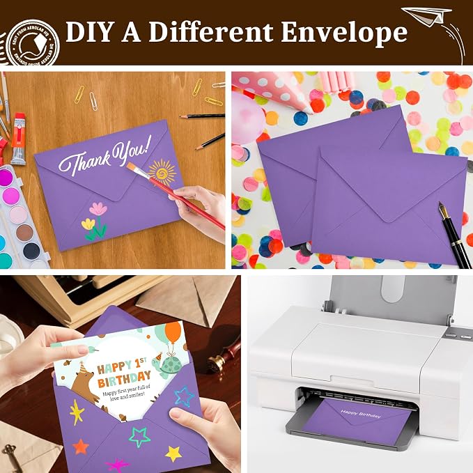 50 Pack A7 Envelopes, Dark Purple Greeting Card Envelopes Self Seal, 5.24 x - Image 6