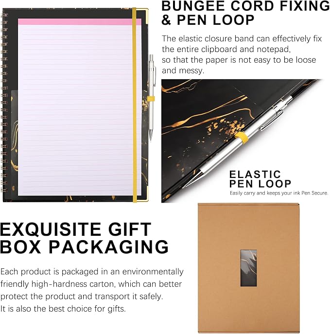 HWPRATO Clipboard with Notepad Clipfolio 5 Dividers with 10 Pockets Letter Size - Image 5