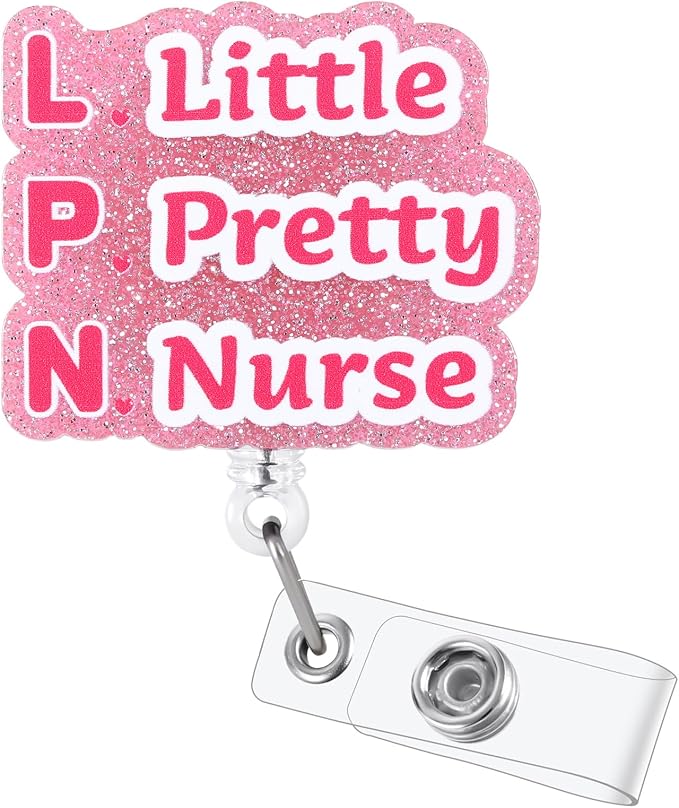 Pink LPN Little Pretty Nurse Badge Reel, Cute Retractable ID Badge Holder by Unknown