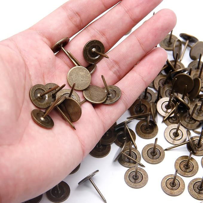 Piutouyar 20mm / 0.8 Inch Flat Head Thumb Tacks, Bronze Vintage Style - Image 5