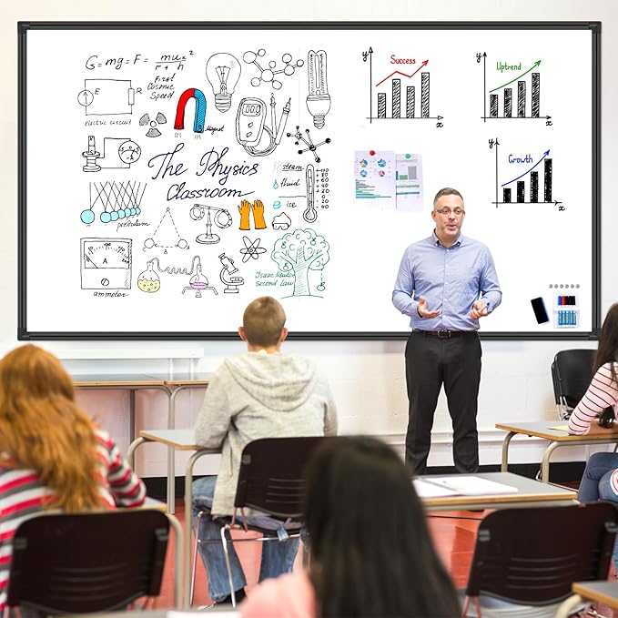 H-Qprobd 96"x48" White Board for Wall Commercial-Grade Large Magnetic Dry Erase Board with with All Kits, 4'x8' Presentation Whiteboard for Office, Gov't, Classroom & Conference Rooms, Home-DeskLoop Office