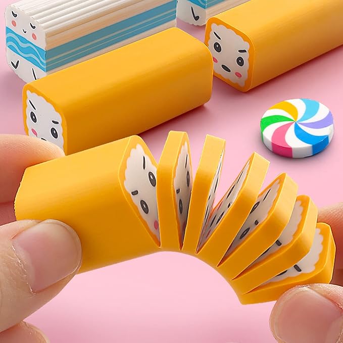 Food Erasers 12 Pack Sushi Desserts Desk Pet Erasers for Kids Cute Fun School Supplies Prize Gifts Party Favors-DeskLoop Office