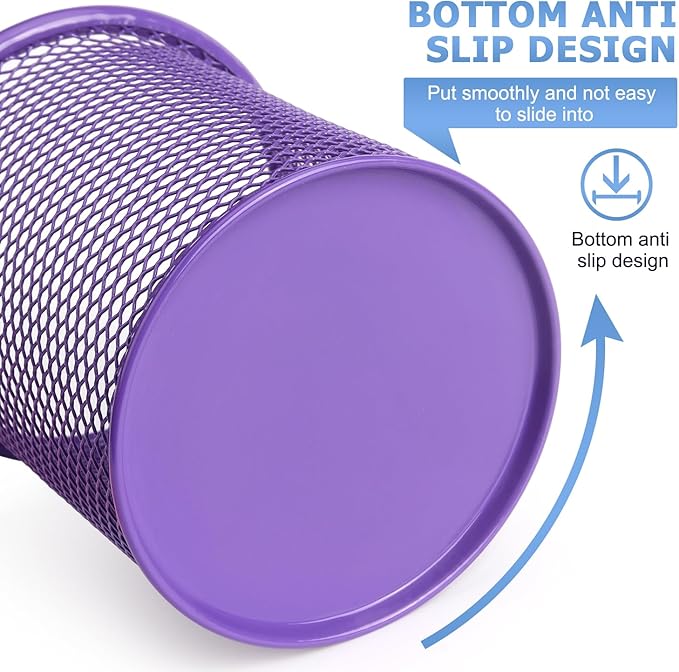 Tamaki Pen Holder Cup for Desk, Desk Organizer Wire Mesh Pencil Cup Holder for Desk Office Pen Organizer (Purple)-DeskLoop Office