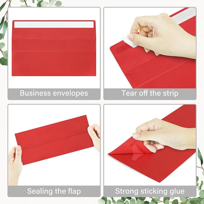200 Pack #10 Christmas Red and Green Envelopes Letter Size, Business Envelopes - Image 4