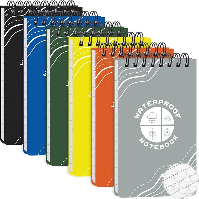 Thboxes 6-Pack Waterproof Pocket Notebook, All-Weather Pages, Smooth Writing by Thboxes