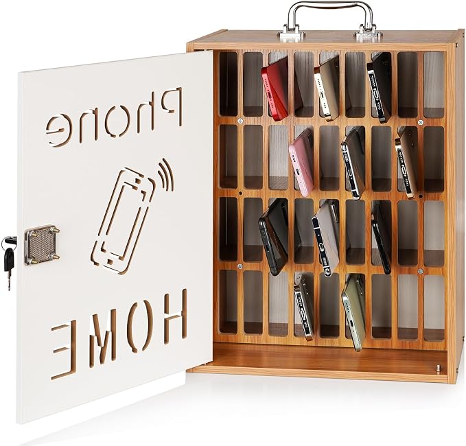 Cell Phone Holder Classroom 36 Slots Wooden Cell Phone Storage Cabinet Pocket by Lzttyee