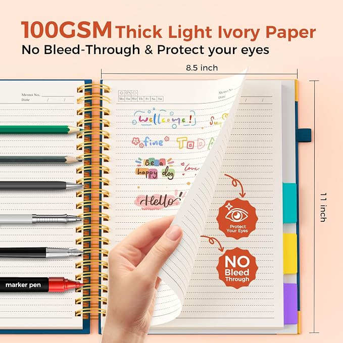 XYark A4 Hardcover Spiral Notebook, 8.5"x11" College Ruled Notebooks - Image 4