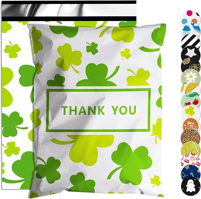 St Patrick's Day Poly Mailer 10x13 Inch 100 Pcs, Waterproof and Tear-Resistant by JOWLROEL