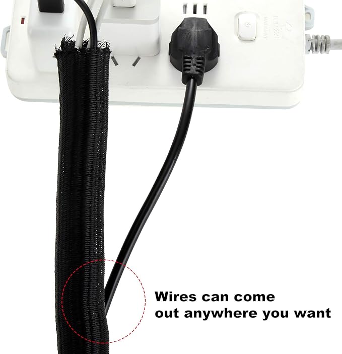 Boao 3 Pieces Cord Protector Wire Loom Black Tubing Cable Sleeve Split Sleeving - Image 6