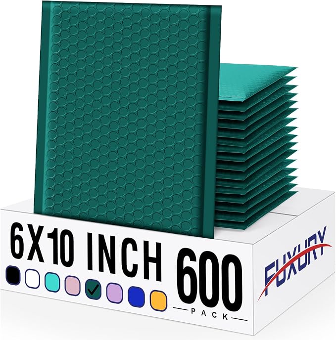 Fuxury Bubble Mailer 6x10 Inch 600 Pack Forest Green Bubble Mailers Bulk Thick by Fuxury