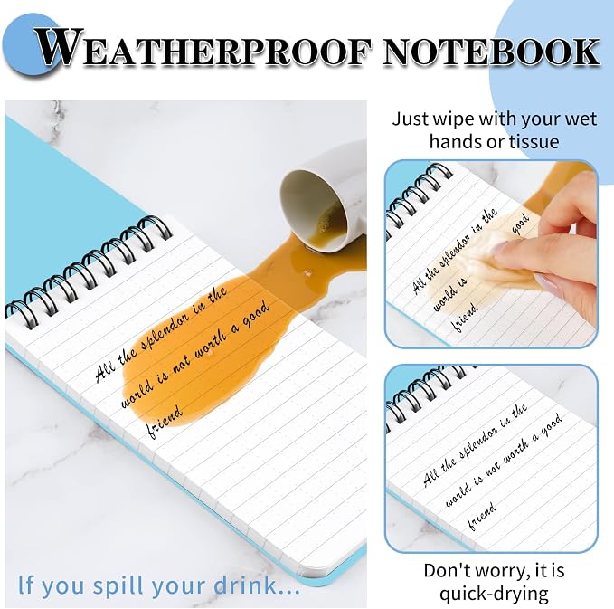 COIDEA Waterproof Notebook, 4 Pack Top-Spiral Pocket Notepad, All Weather - Image 4