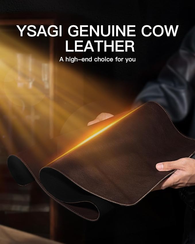 YSAGi Genuine Leather Desk Mat, 31.5"x15.8" Office Desk Pad, Thick Premium - Image 2